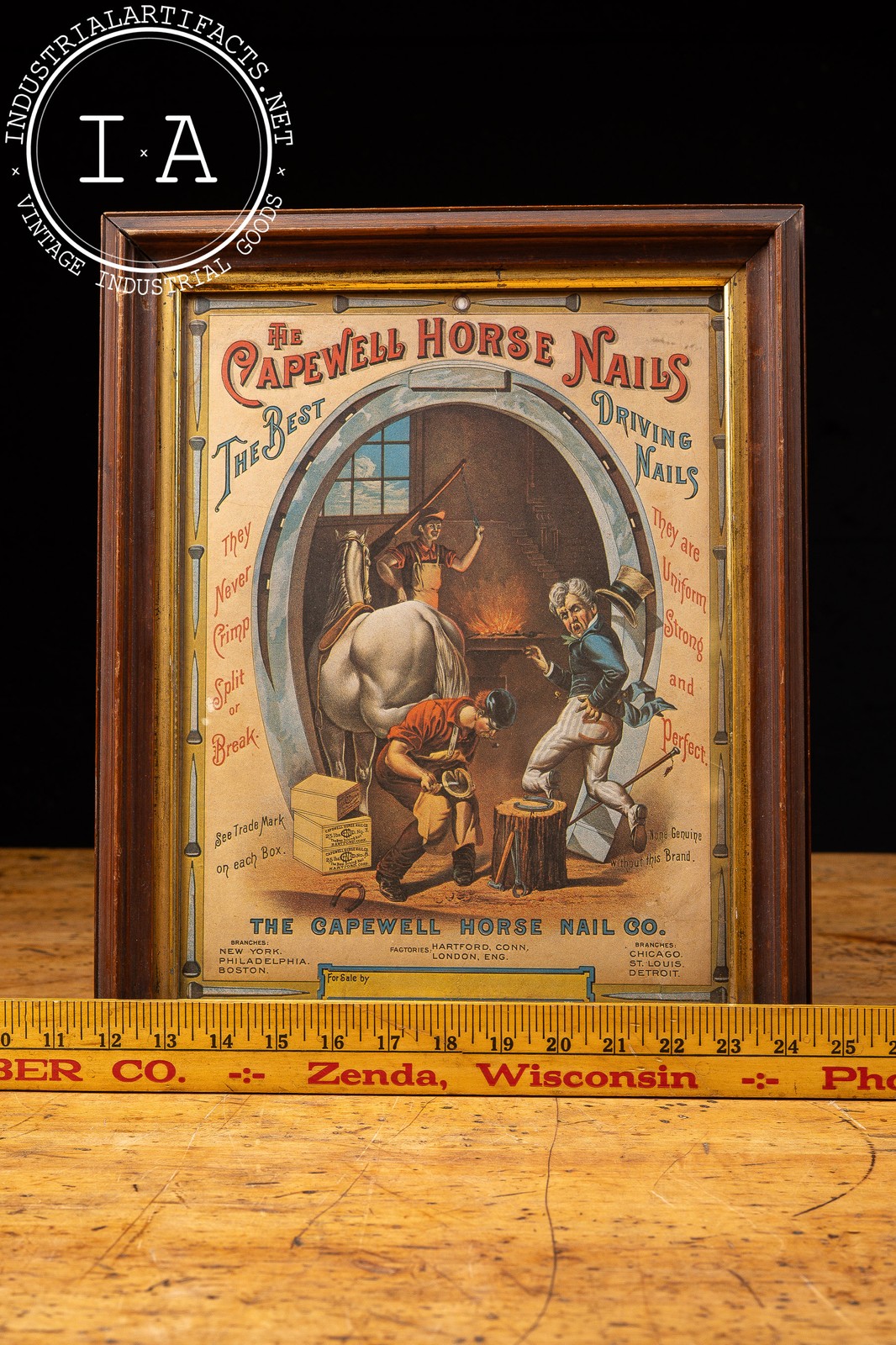 Late 19th Century Capewell Horse Nail Framed Advertising Print