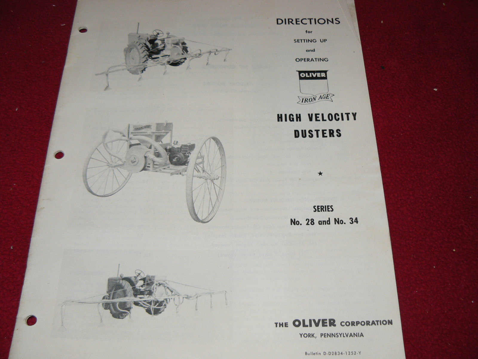 Oliver Tractor Tractor Mounted Low Pressure Sprayers Operator&rsquo;s Manual