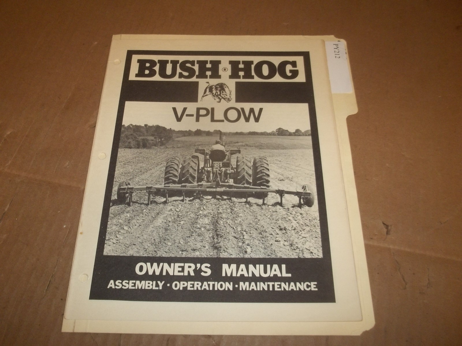 PY212) Bush Hog Operator Manual V-Plow