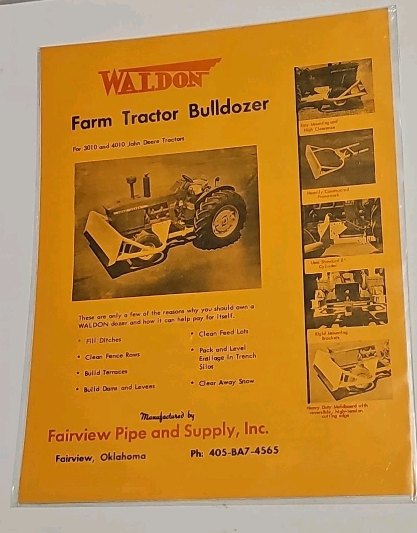 Vintage Waldon Farm Tractor Bulldozer Sales Ad Sheet