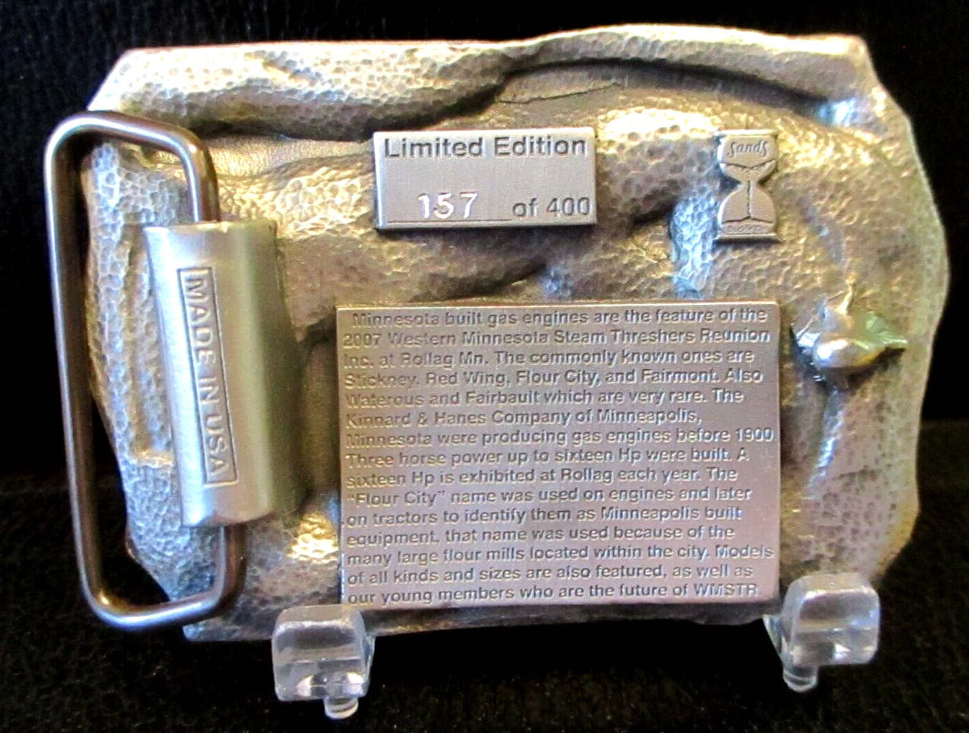 Flour City Smokestack Hit Miss Engine Belt Buckle 2007 Minnesota Thresher Rollag