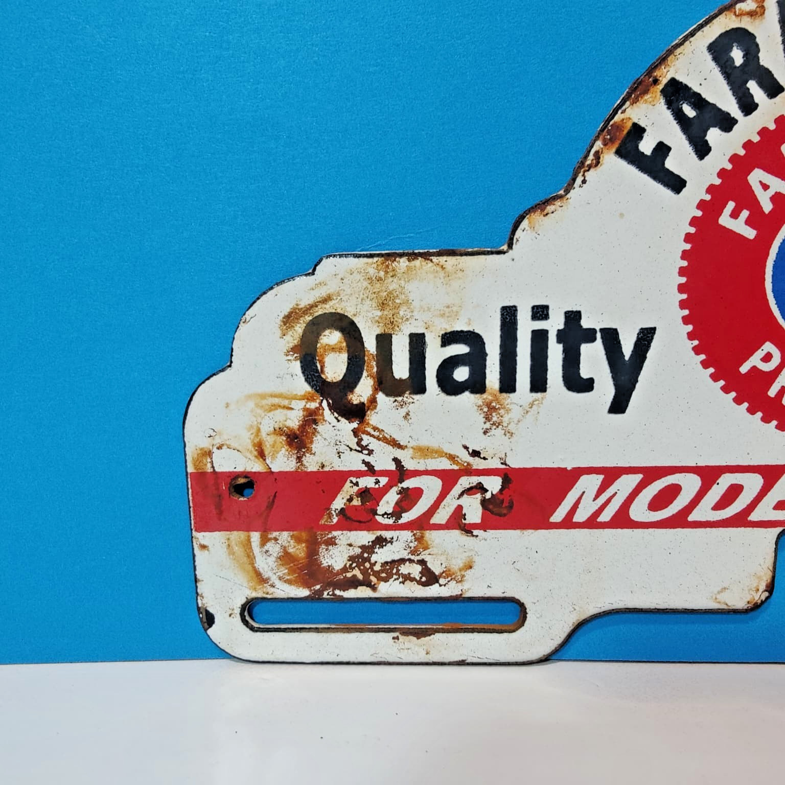 Vintage Quality Farm Service Products Porcelain Enamel Sign 8&Prime; x 4&Prime;