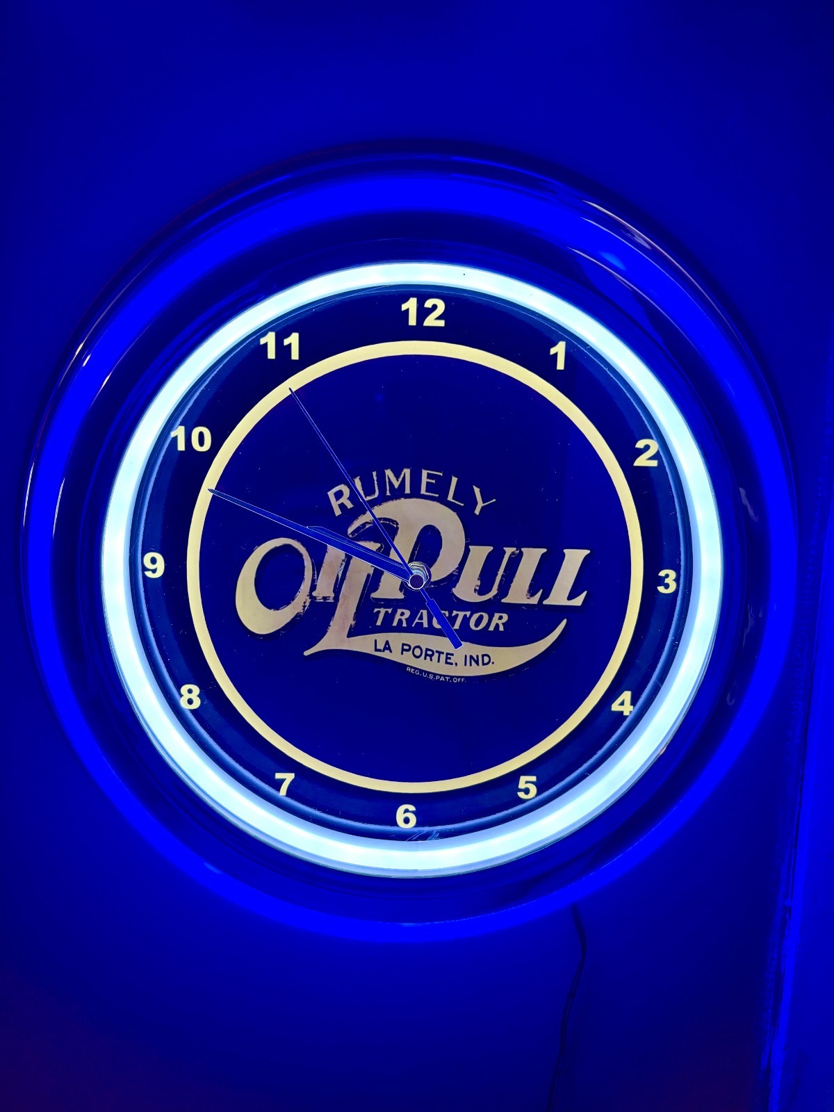 Rumely Oil Pull Farm Tractor Barn Garage Man Cave Neon Style LED Clock Sign