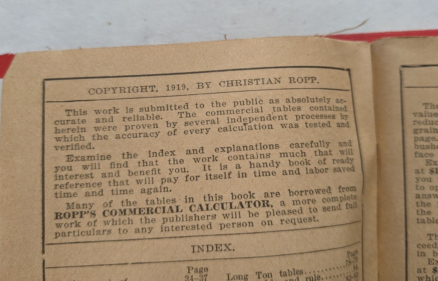 1919 Ropp&rsquo;s New Calculator Farmers Reckoner Pocket Booklet Red Brand Fence Ads