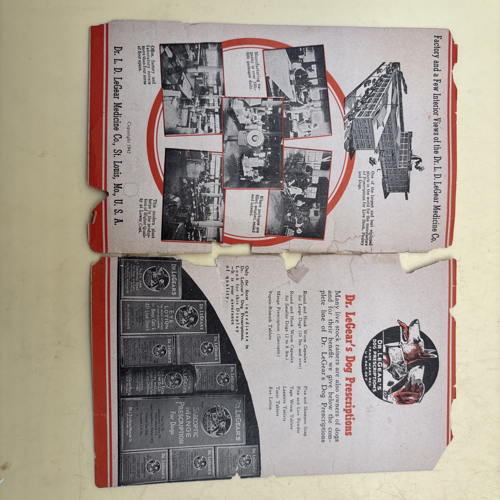 Vintage Booklet Dr. LeGear’s Live Stock Manual 1942