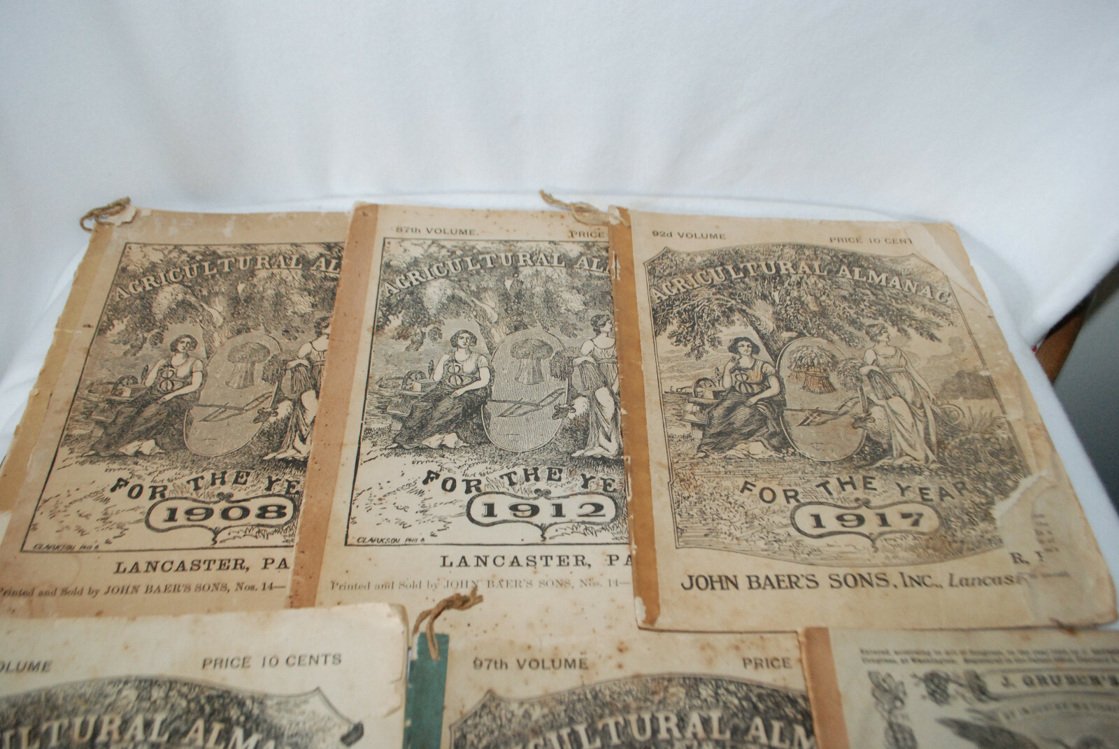 Vintage LOT Of 16 John Baer’s Sons Agricultural Almanac Lancaster, PA 1908…