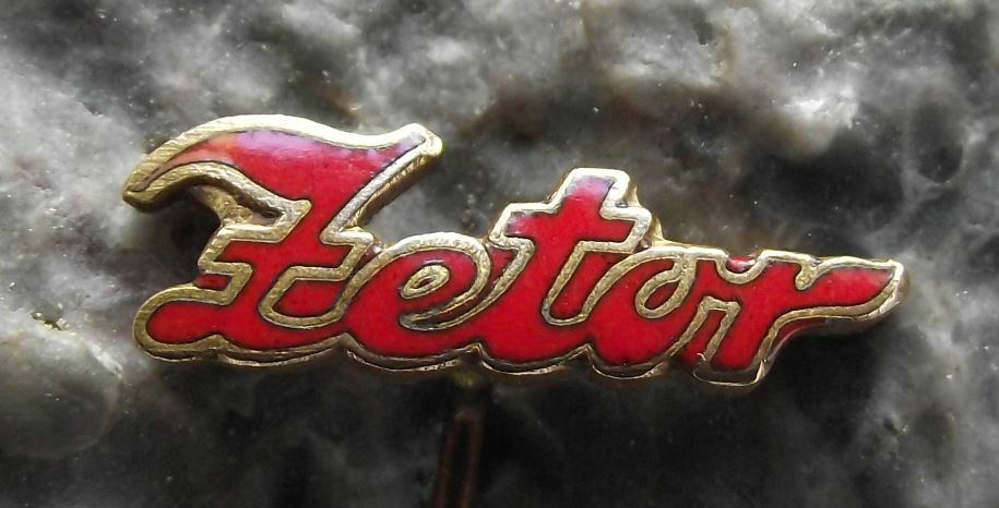 Antique Zetor Tractor Farming Farm Agricultural Machine Script Text Pin Badge
