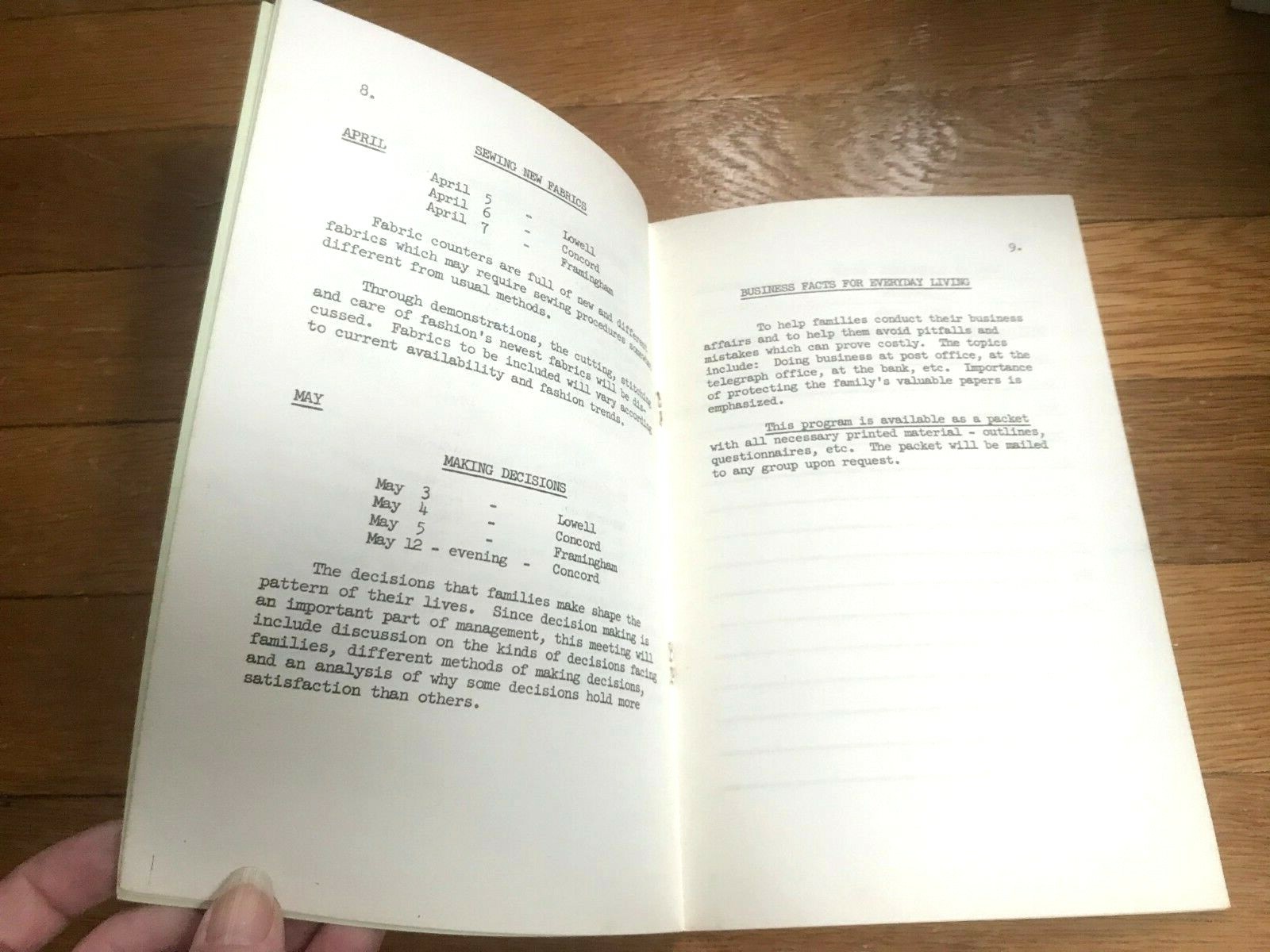 Vtg Program GuideHome Economics 1965-1966 Cooperative Extension Srvs Booklet A48