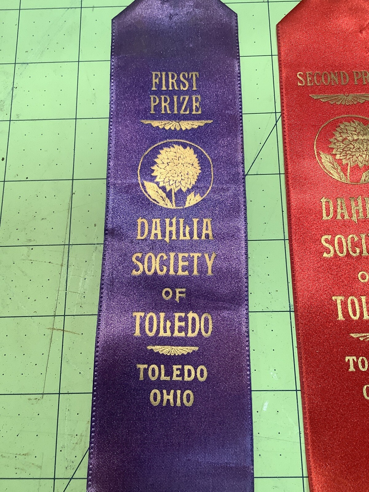 Three Vintage Ribbons Dahlia Society Toledo Ohio INV-P0619