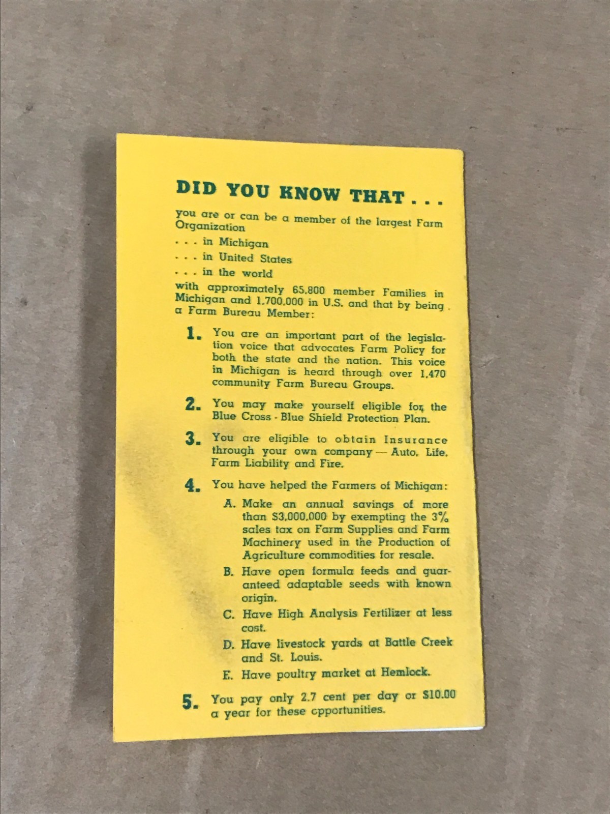 Vintage Michigan Farm Bureau Member – Voice Of Organized Agriculture