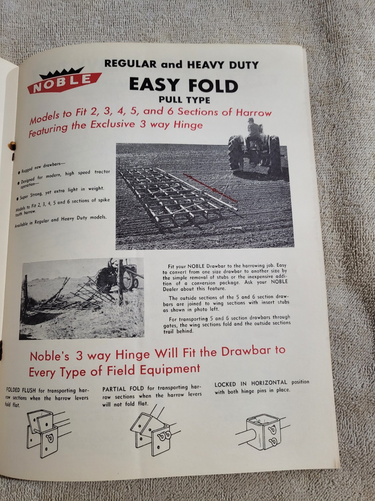 NOBLE DAKON Harrow BROCHURE 1968? John Deere IH Sioux Falls, SD. Dakota Iron