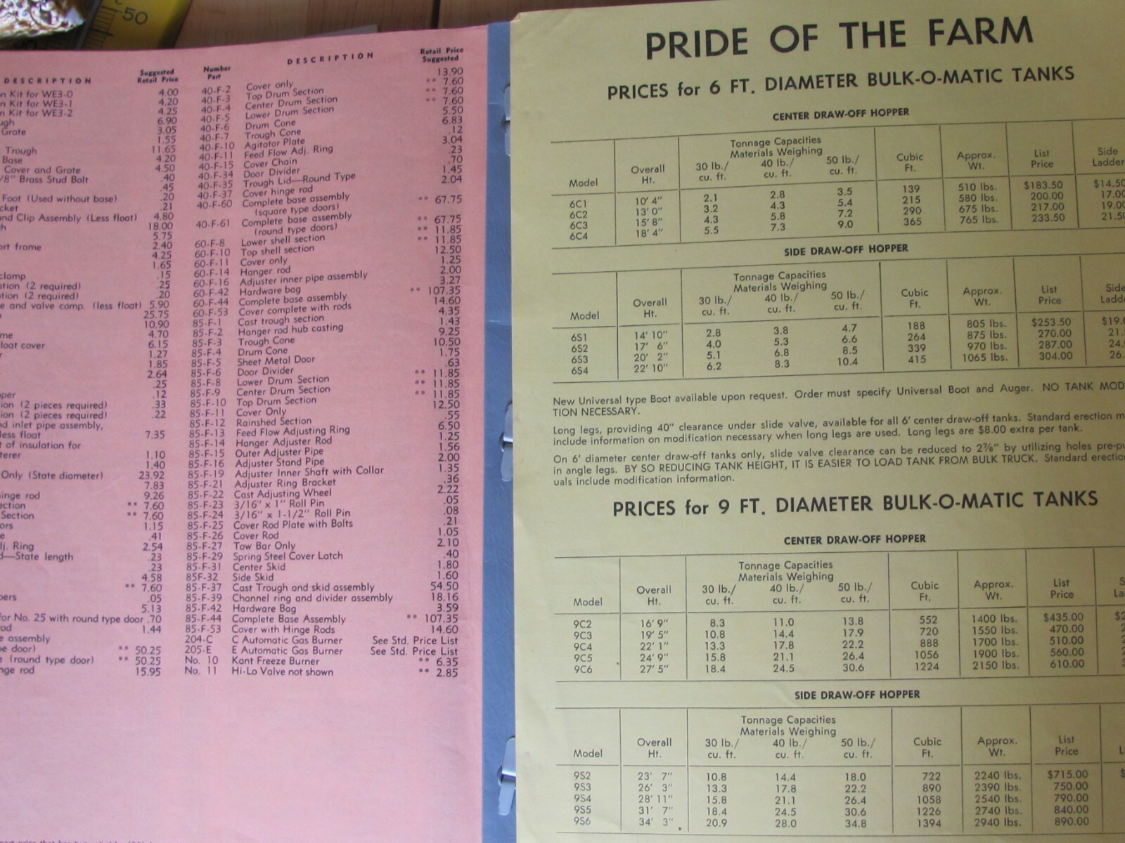 1962 Hawkeye Steel Products Dealer Parts Catalog Farm Feed Equipment