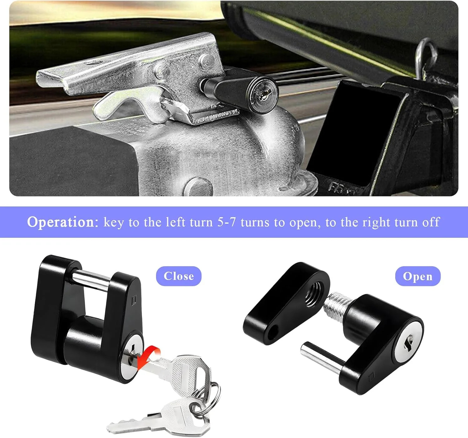 2 PCS Trailer Hitch Coupler Lock, Dia 1/4 Inch 3/4 Inch Span Trailer Hitch 2pcs
