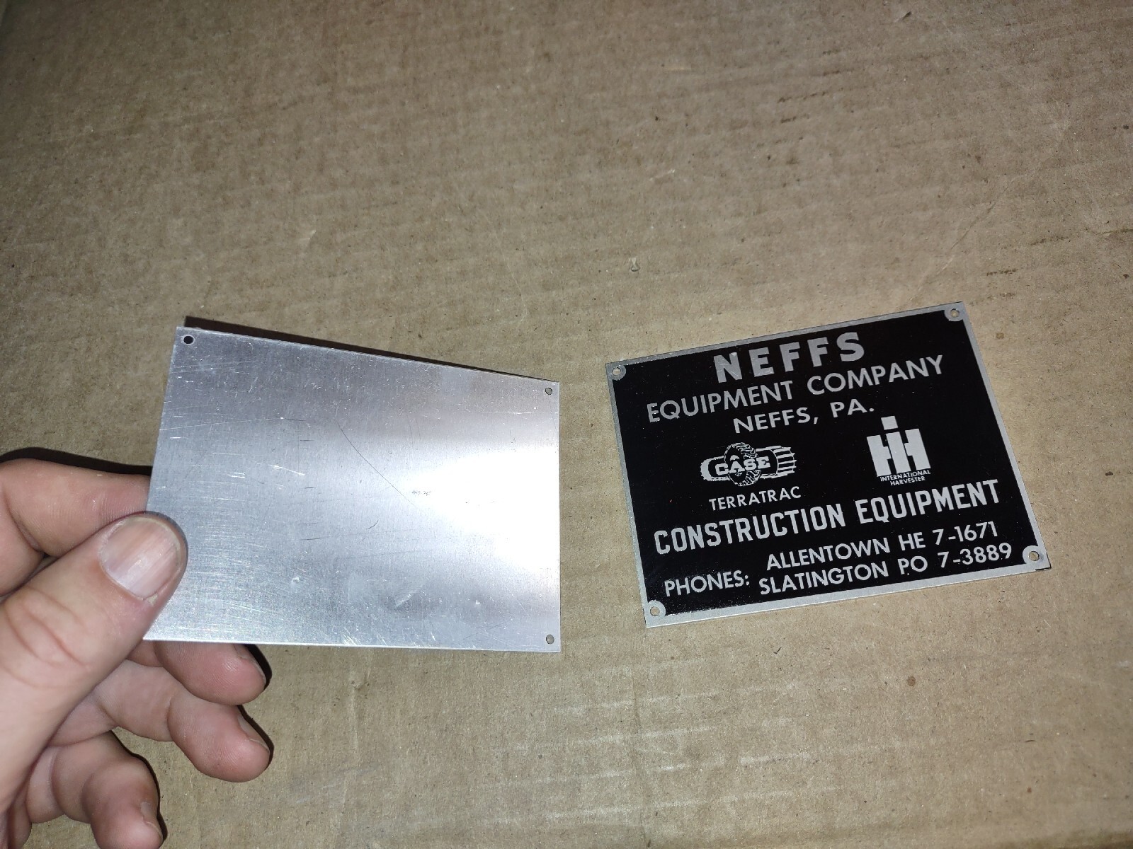 Vintage NEFF Equipment Company Name Tag Plate Emblem Lot