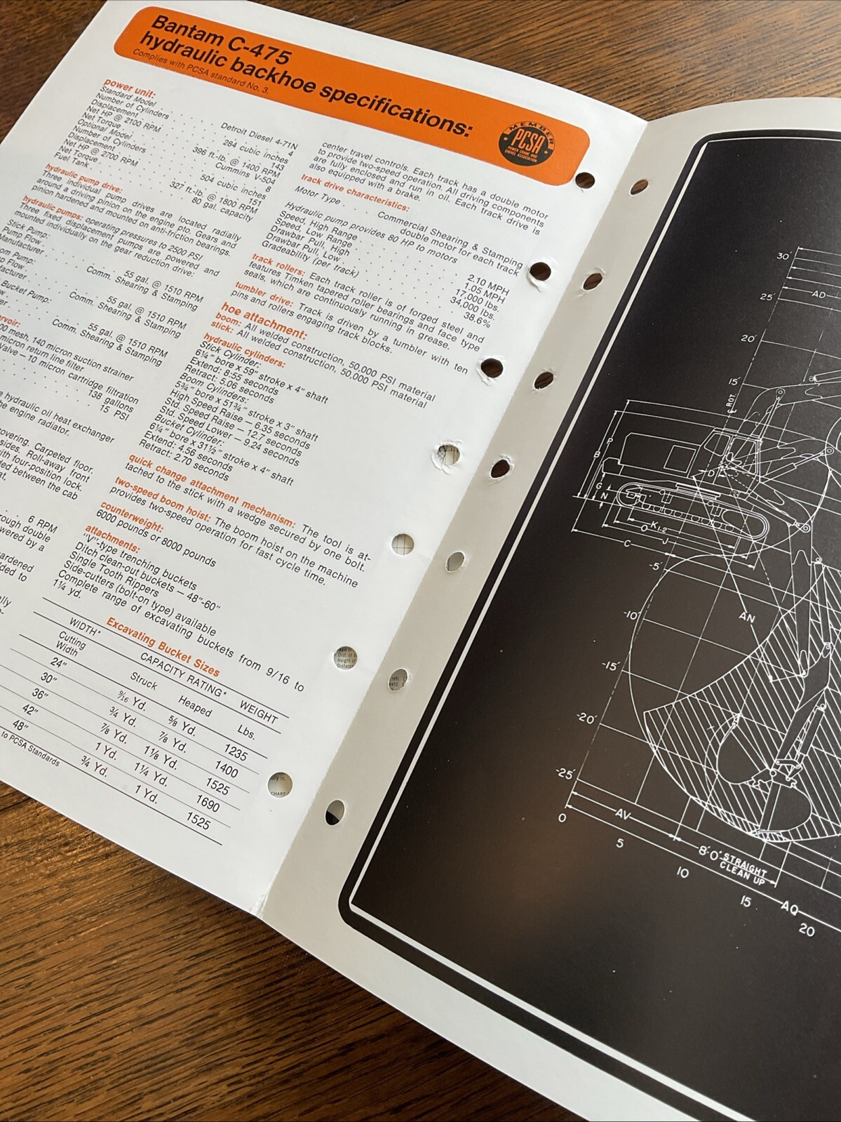 Bantam, C475 Hydraulic Backhoe Excavator Sales Brochure With Capacity Calculator
