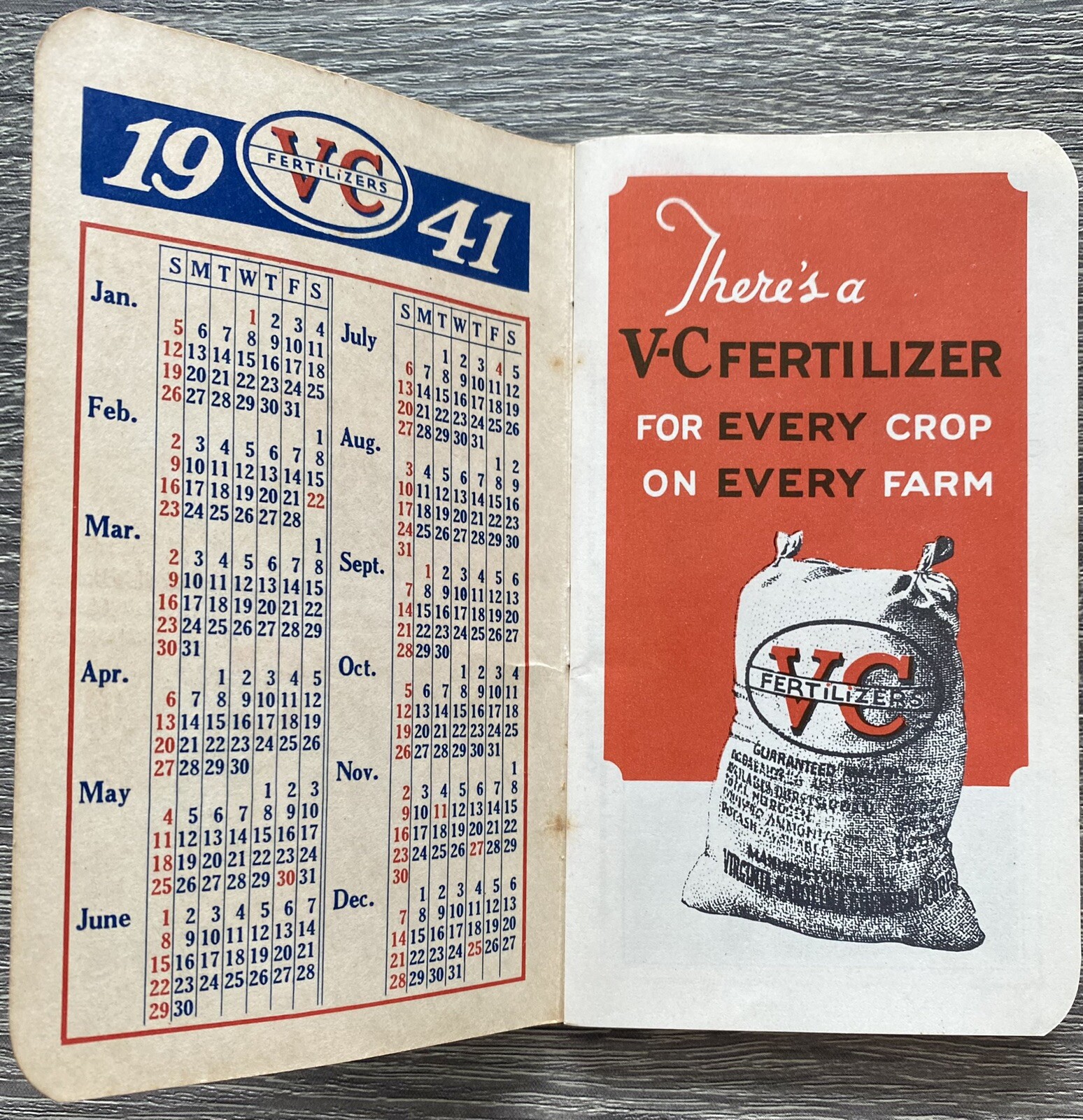 Vtg Farm 1941 VC Fertilizers Pocket Note Booklet w/ Advertising Unused VA NC