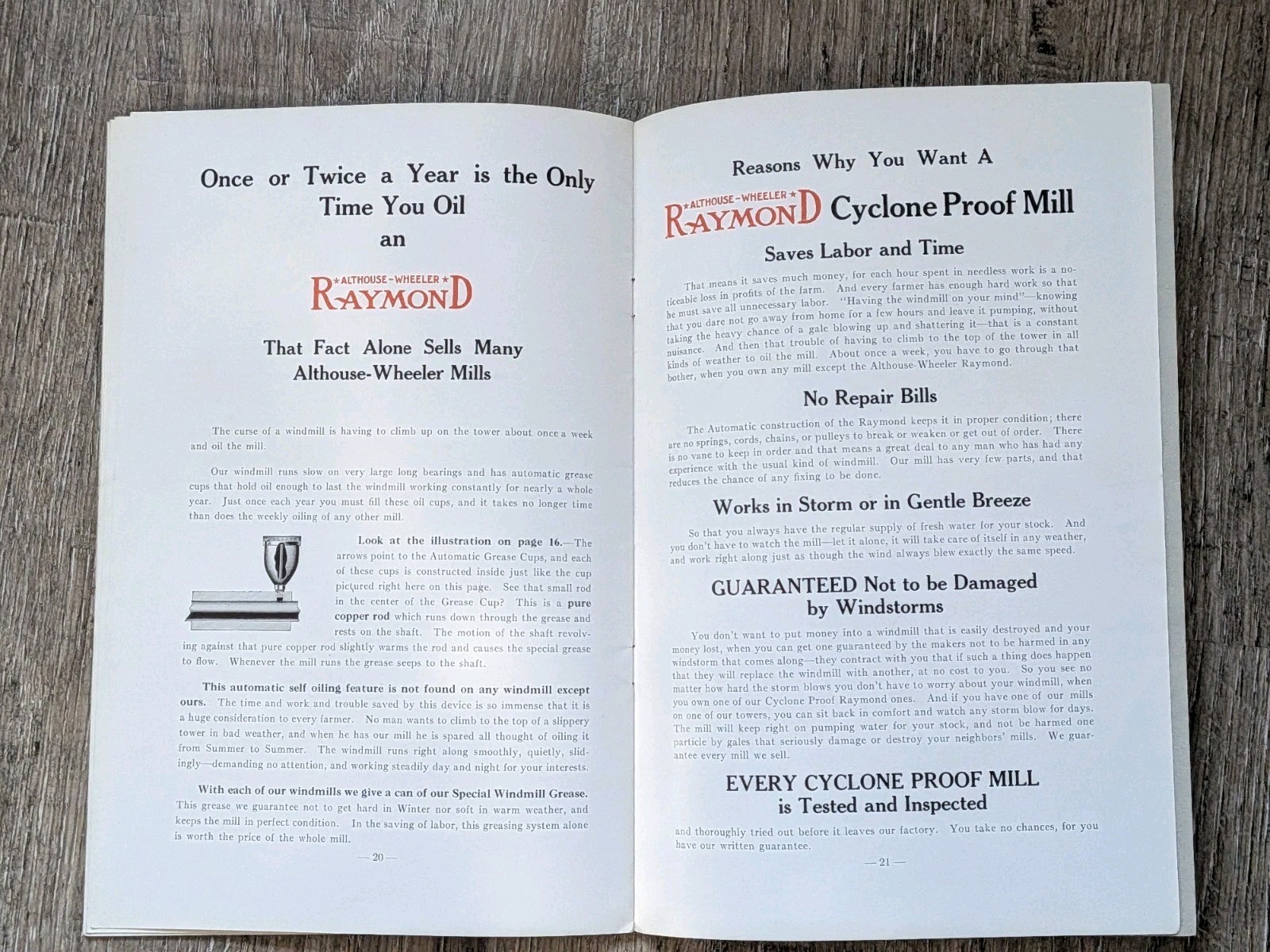 Advertising ALTHOUSE WHEELER WAUPUN Wisconsin Windmill Sales Brochure Catalog