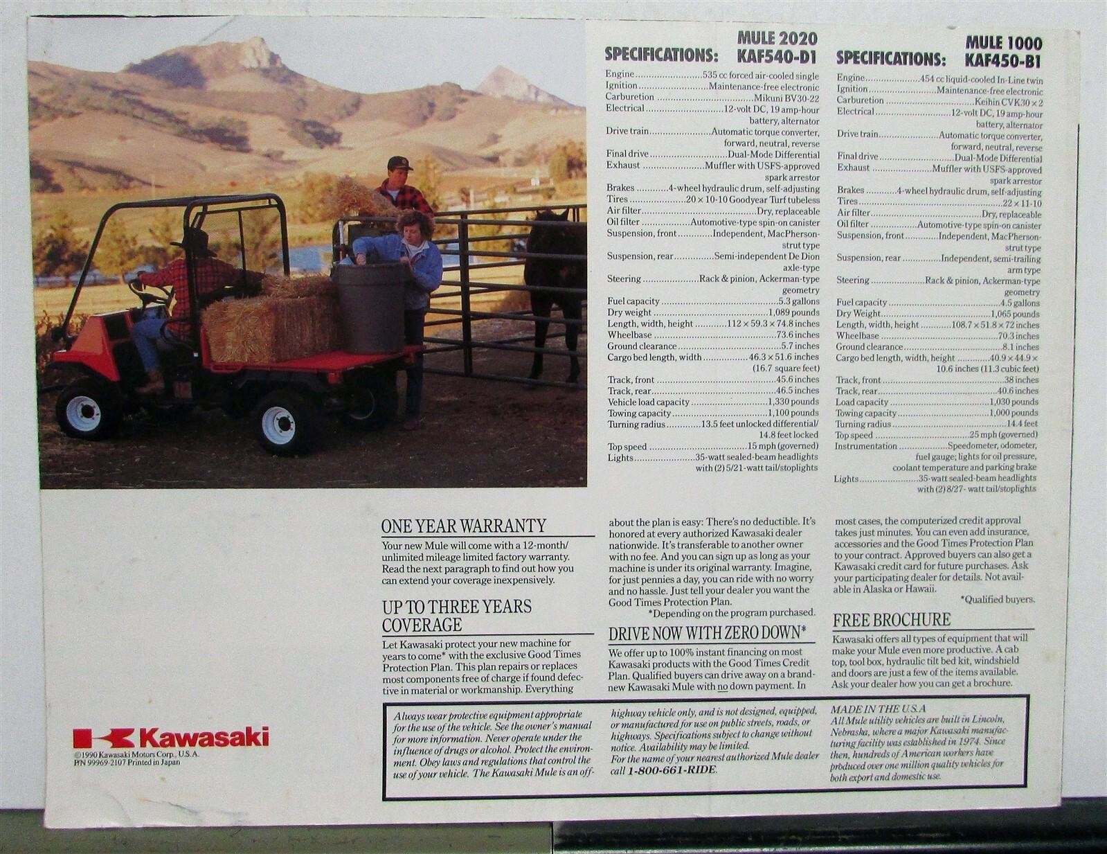 1990 Kawasaki Mule 2020/1000 Let The Good Times Roll Sales Folder