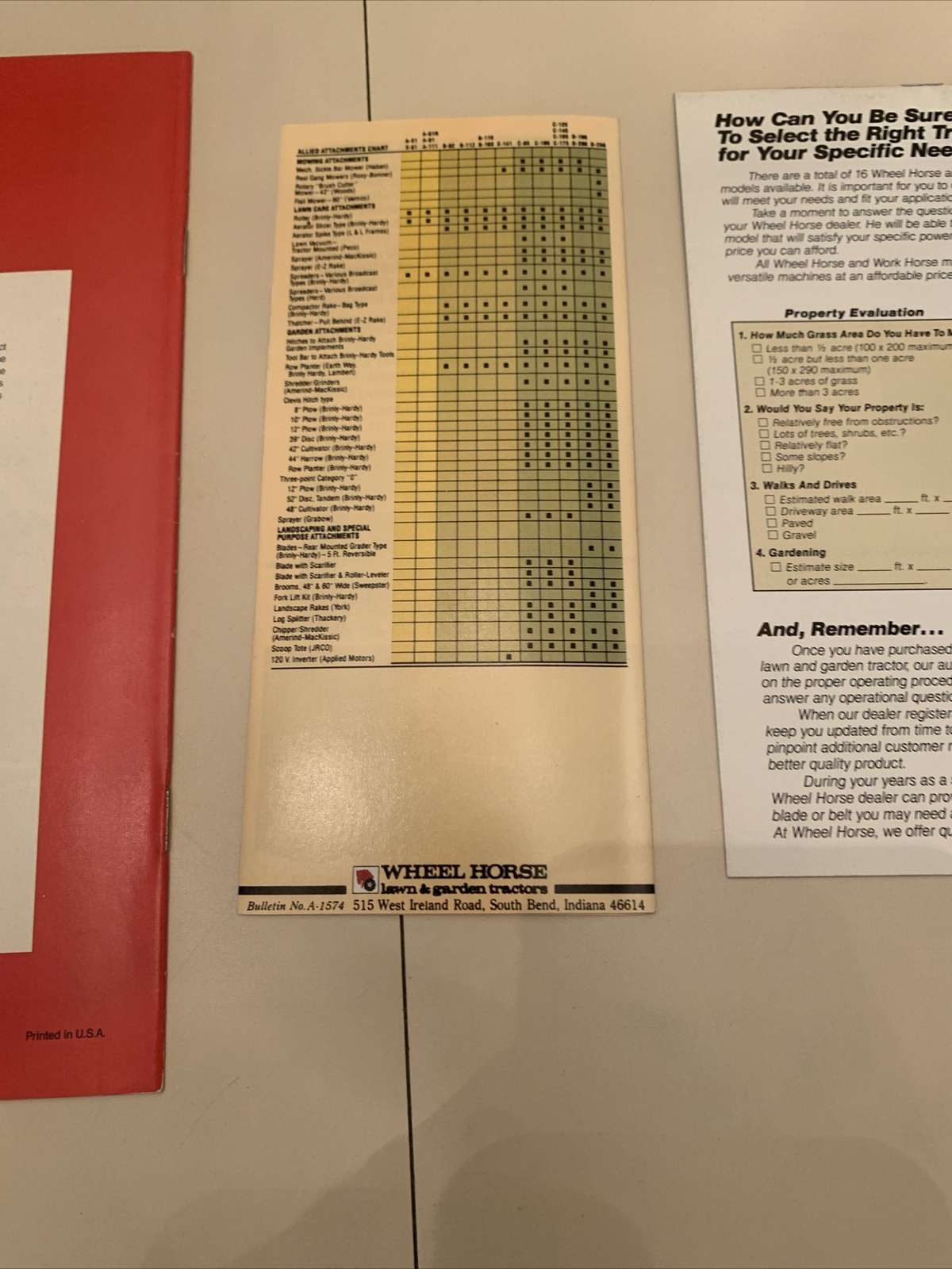 Lot of 3 Original NOS Wheel Horse Lawn & Garden Tractor Brochures-1980 & 1984