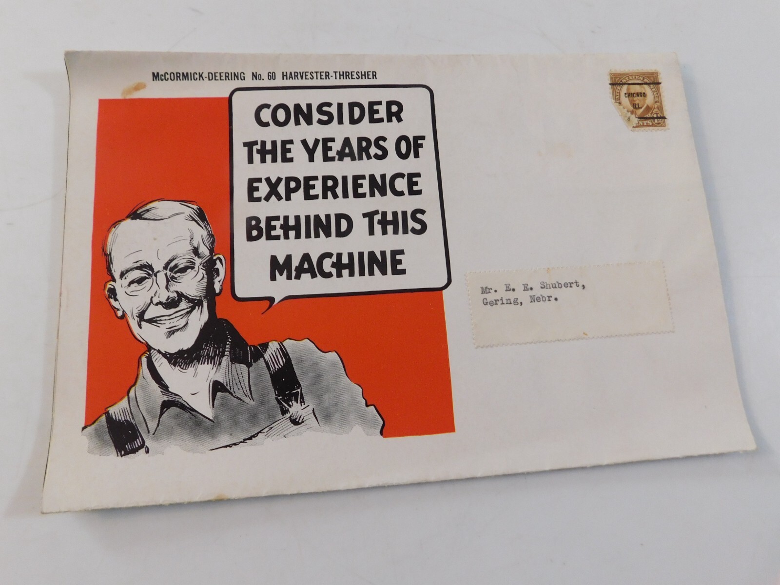 1921 McCORMICK DEERING #60 COMBINE HARVESTER THRESHER SALES BROCHURE FOLDOUT VG