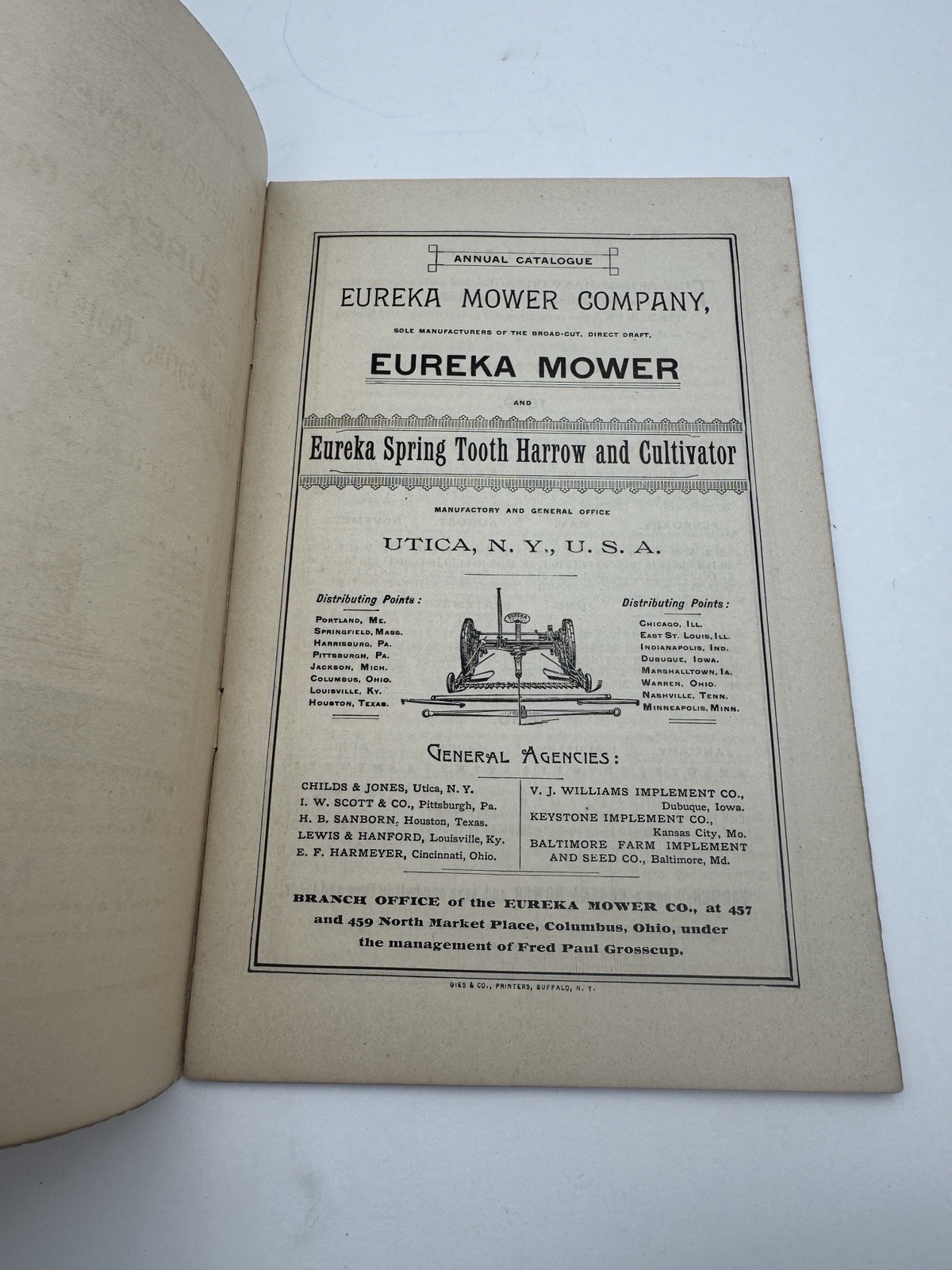 Vintage Eureka Mower Brochure 1889 RARE SHIPS FREE USA