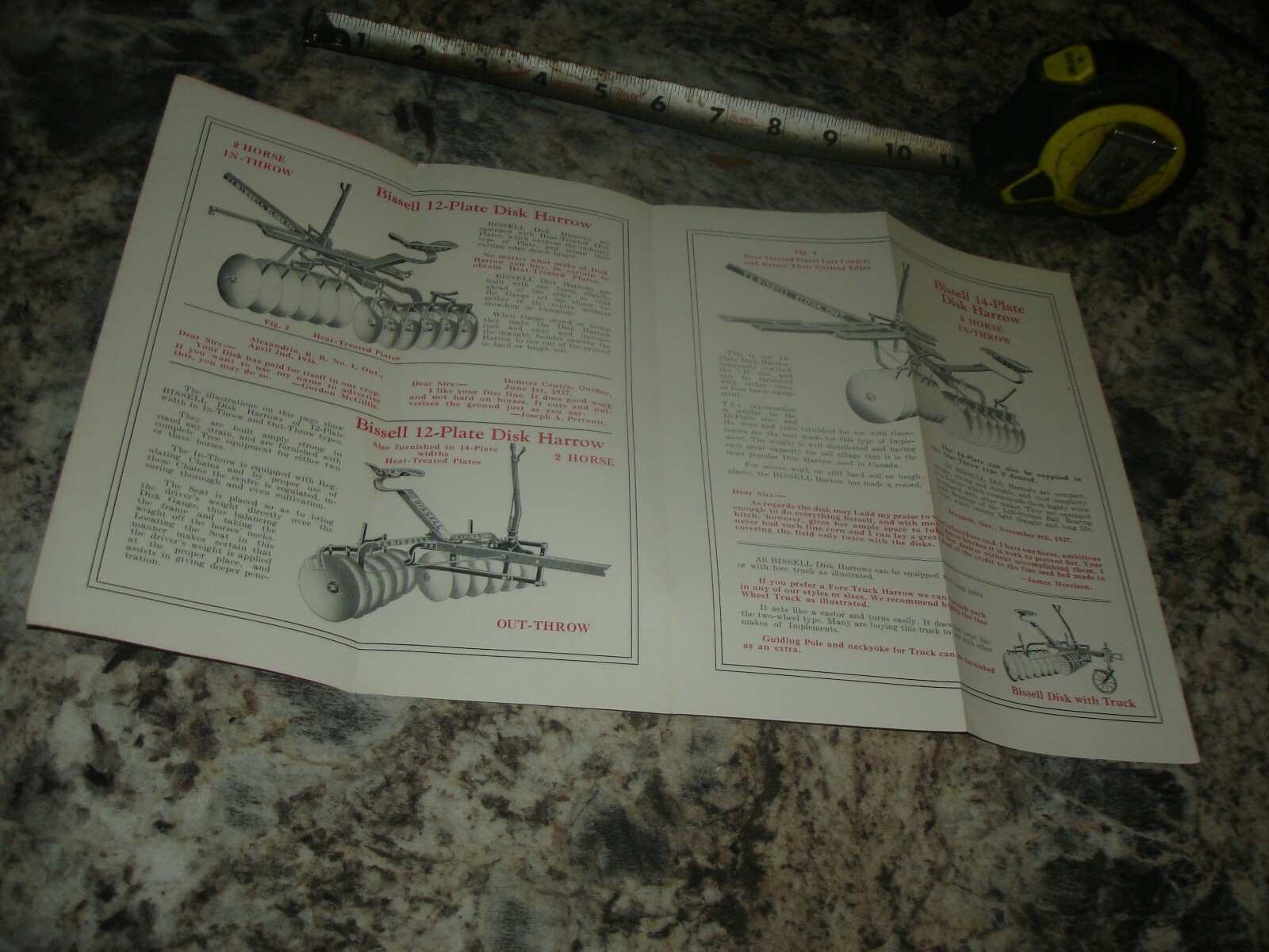 Vintage Fleury Bissell horse drawn disk harrows ad brochure Old antique
