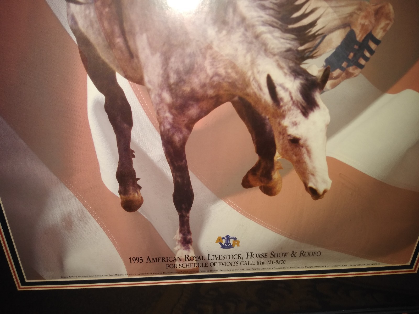 Framed 1995 American Royal Livestock, Horse Show & Rodeo Poster, Frame 26×31