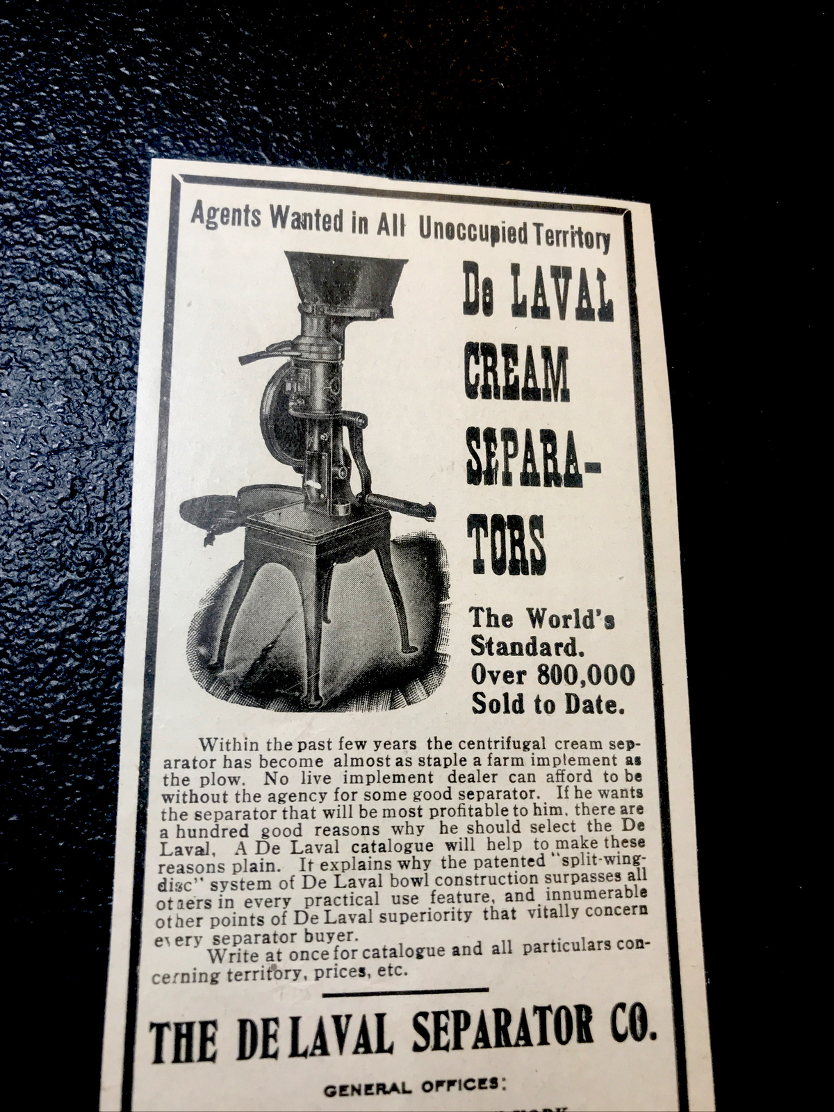 ORIGINAL 1907 De Laval Cream Separator Farm Advertising