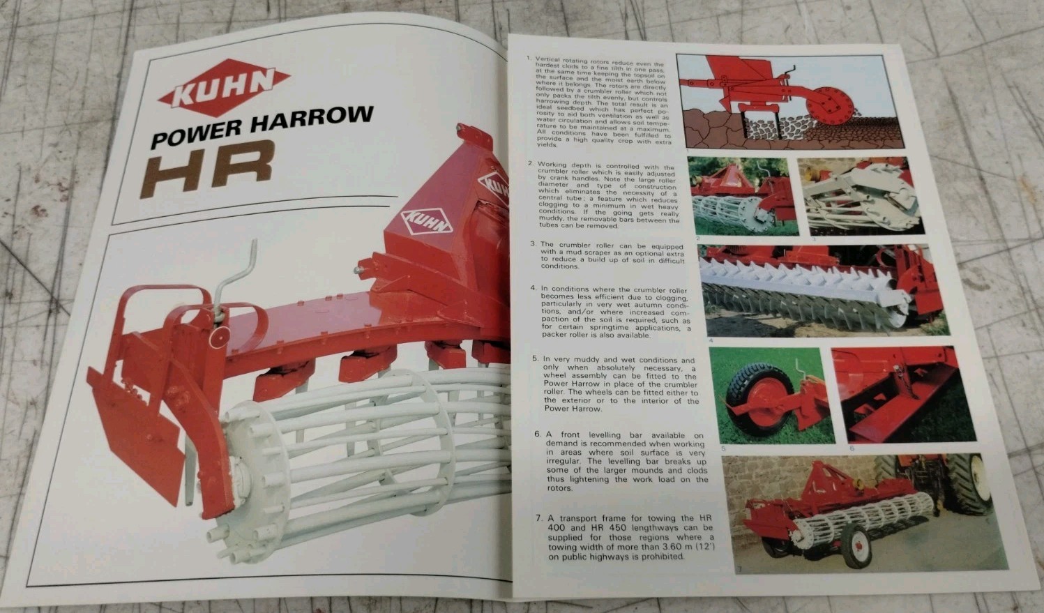 Original OEM OE Kuhn Models HR250 HR300 HR400 HR450 Power Harrows Sales Brochure