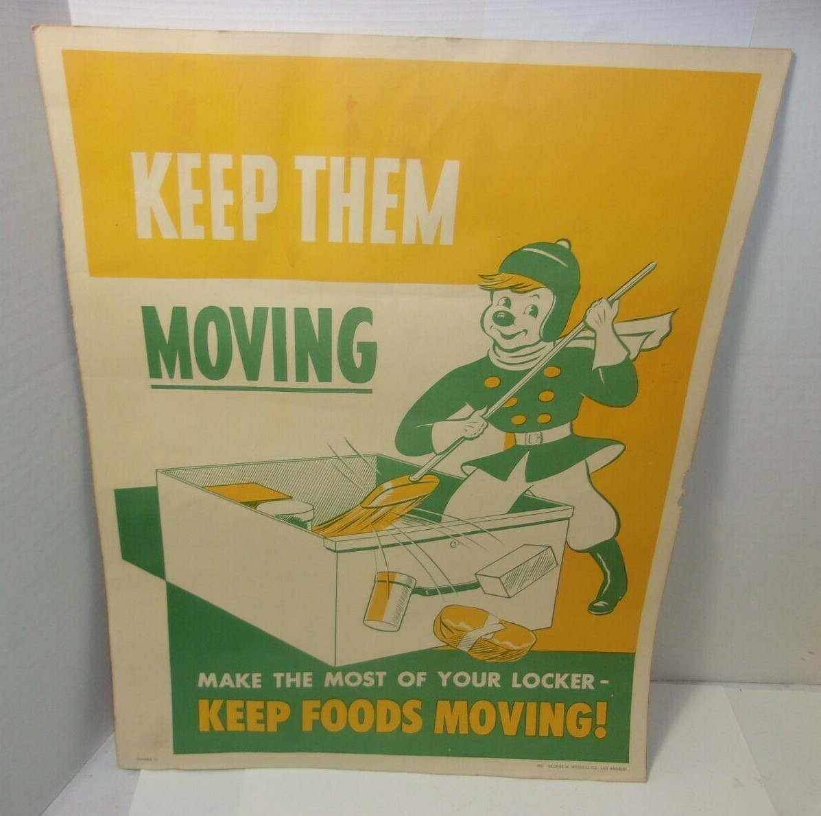 1950&rsquo;s Vintage Meat Locker Butcher Shop Ad Farm Cattle Beef Paper Sign Poster