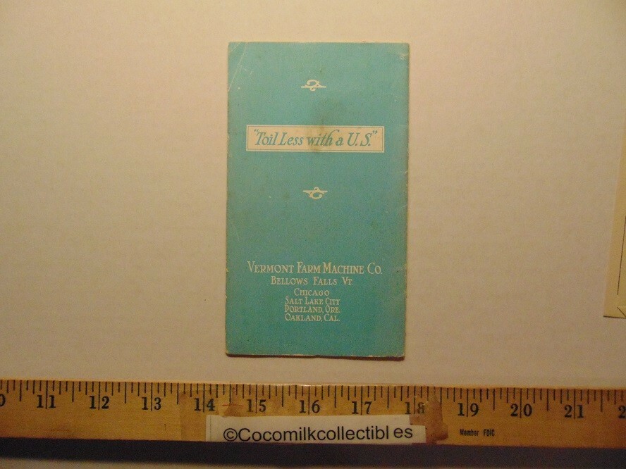Vintage Vermont Farm Machine CO U.S Cream Separator Brochure Bellows Falls VT