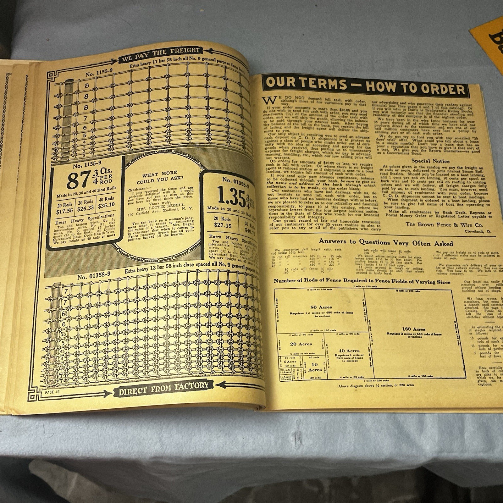 Vintage Sales Catalog Brown Fence Gate Barbes Wire
