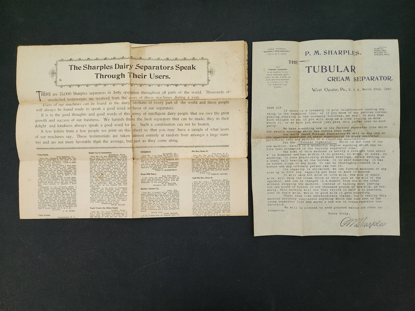 1897 antique SHARPLES west chester pa 2pc lot AD cream dairy separator