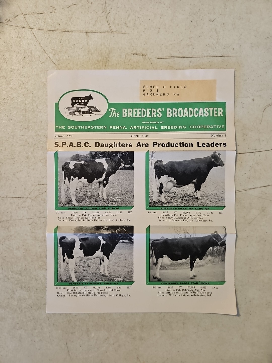 THE BREEDERS&rsquo; BROADCASTER April 1962 CATTLE S.P.A.B.C. BREEDERS NEWSLETTER