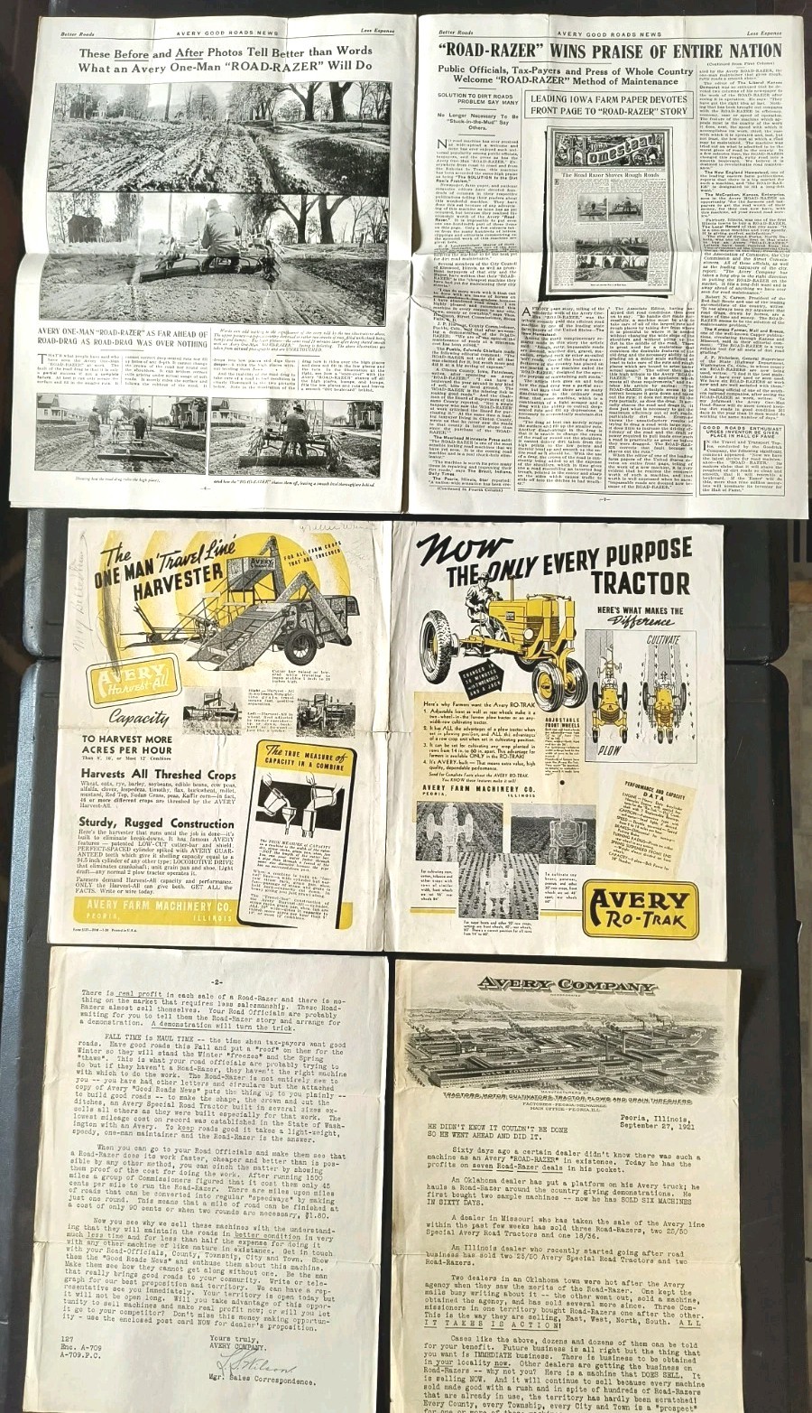 1921 BF Avery Dealer Advertising Brochure Print Advertising Company Letter Lot