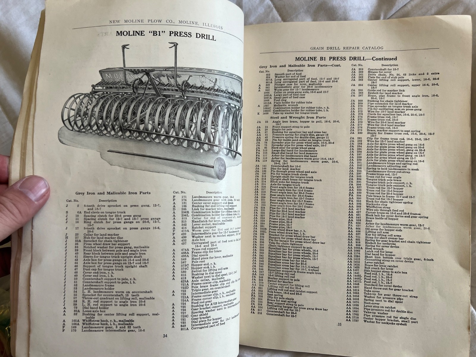 1924 Moline Repair Parts Catalog New Moline Plow Company Moline, Illinois