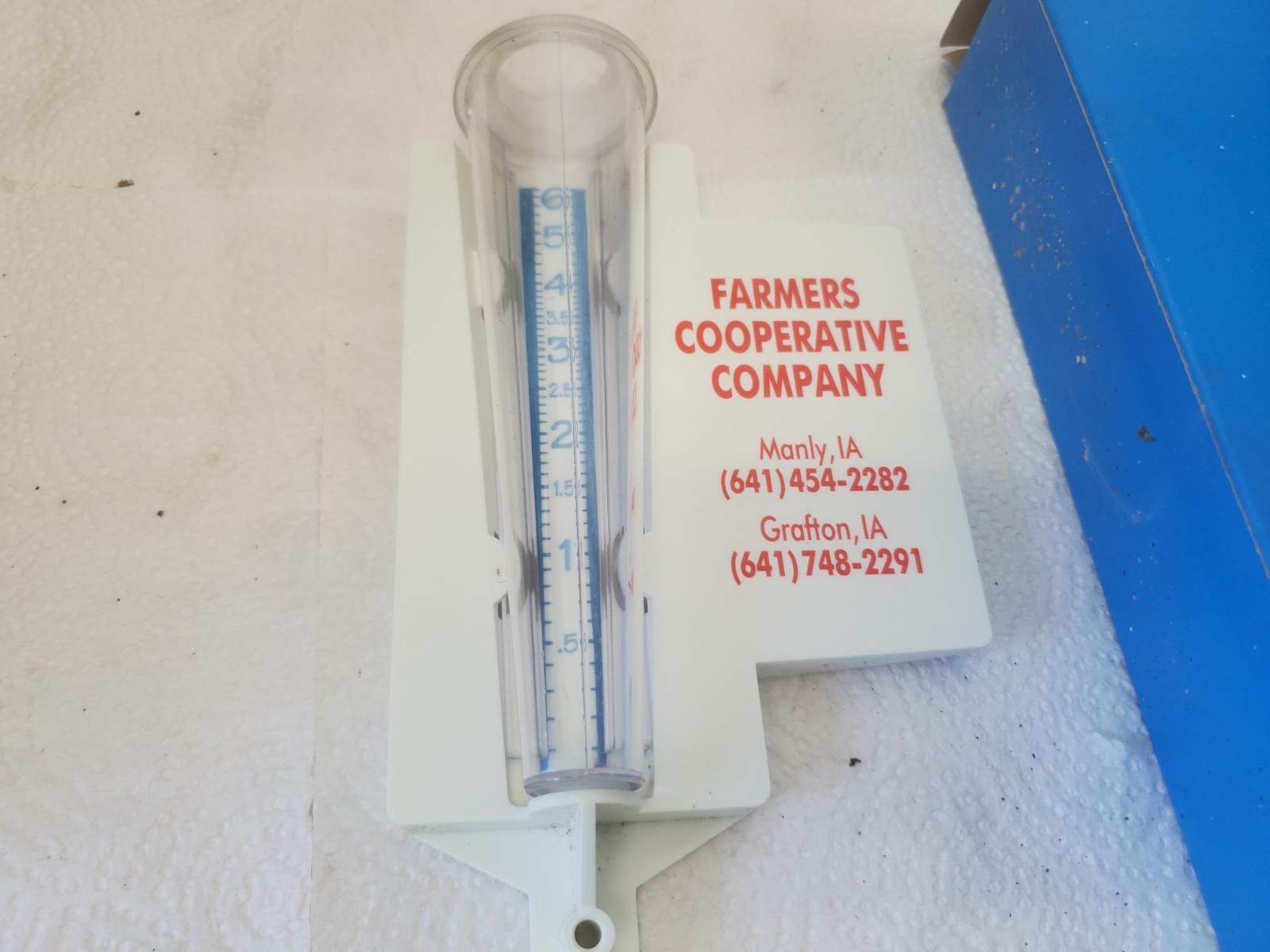 Plastic Rain Guage Farmers Cooperative Manly & Grafton Iowa Grain Feed Seed