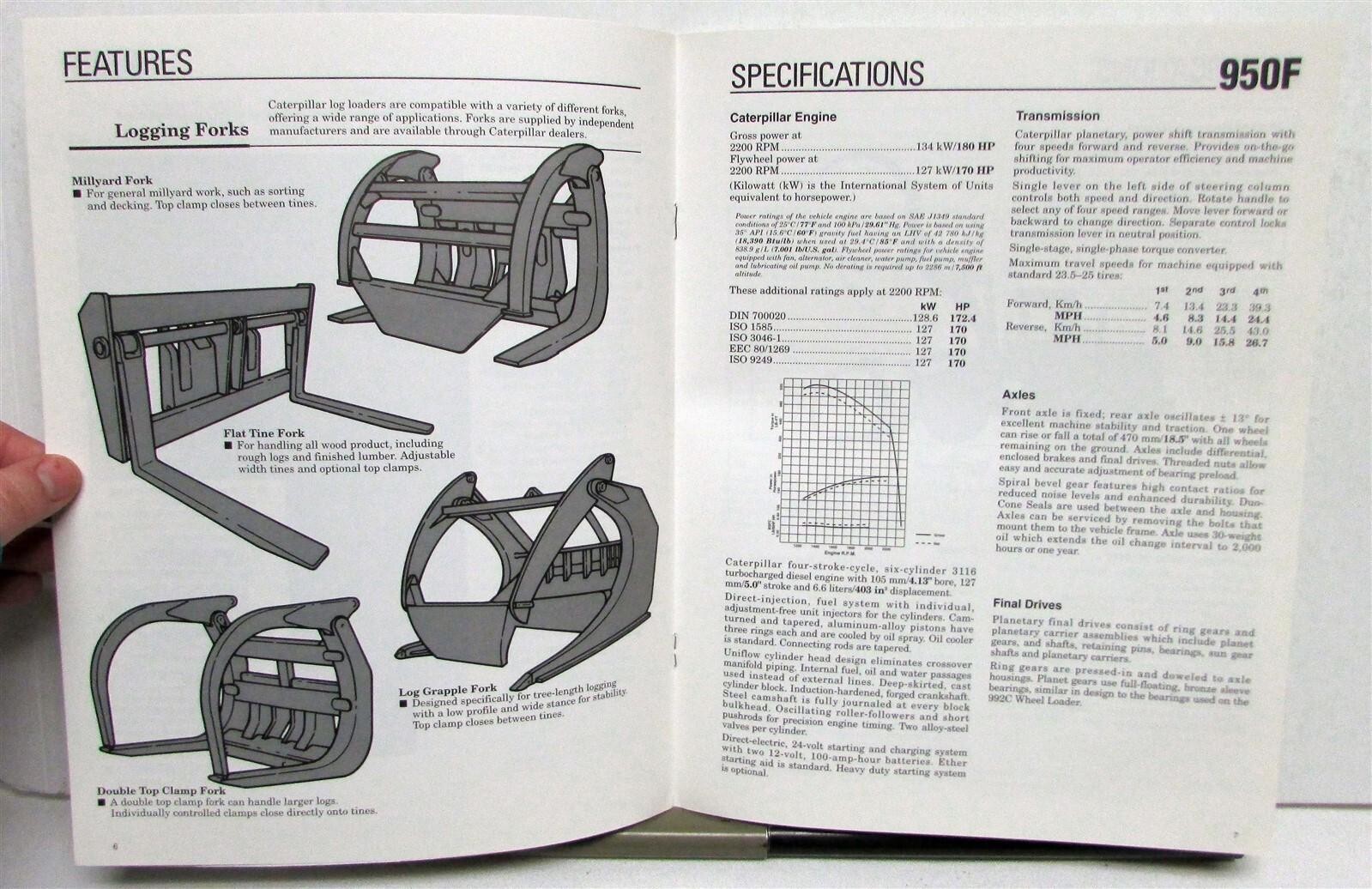 1992 Caterpillar 950F Log Loader Construction Sales Brochure