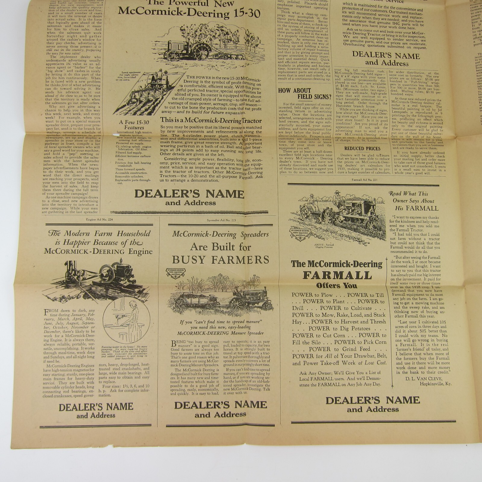 The Advertising Dealer McCormick-Deering Trade News 1929 Chicago IL Antique RARE