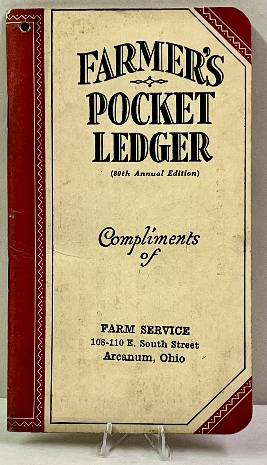 Vintage 1946 1947 Farmers Pocket Ledger Book Farm Service Arcanum Ohio Calendar
