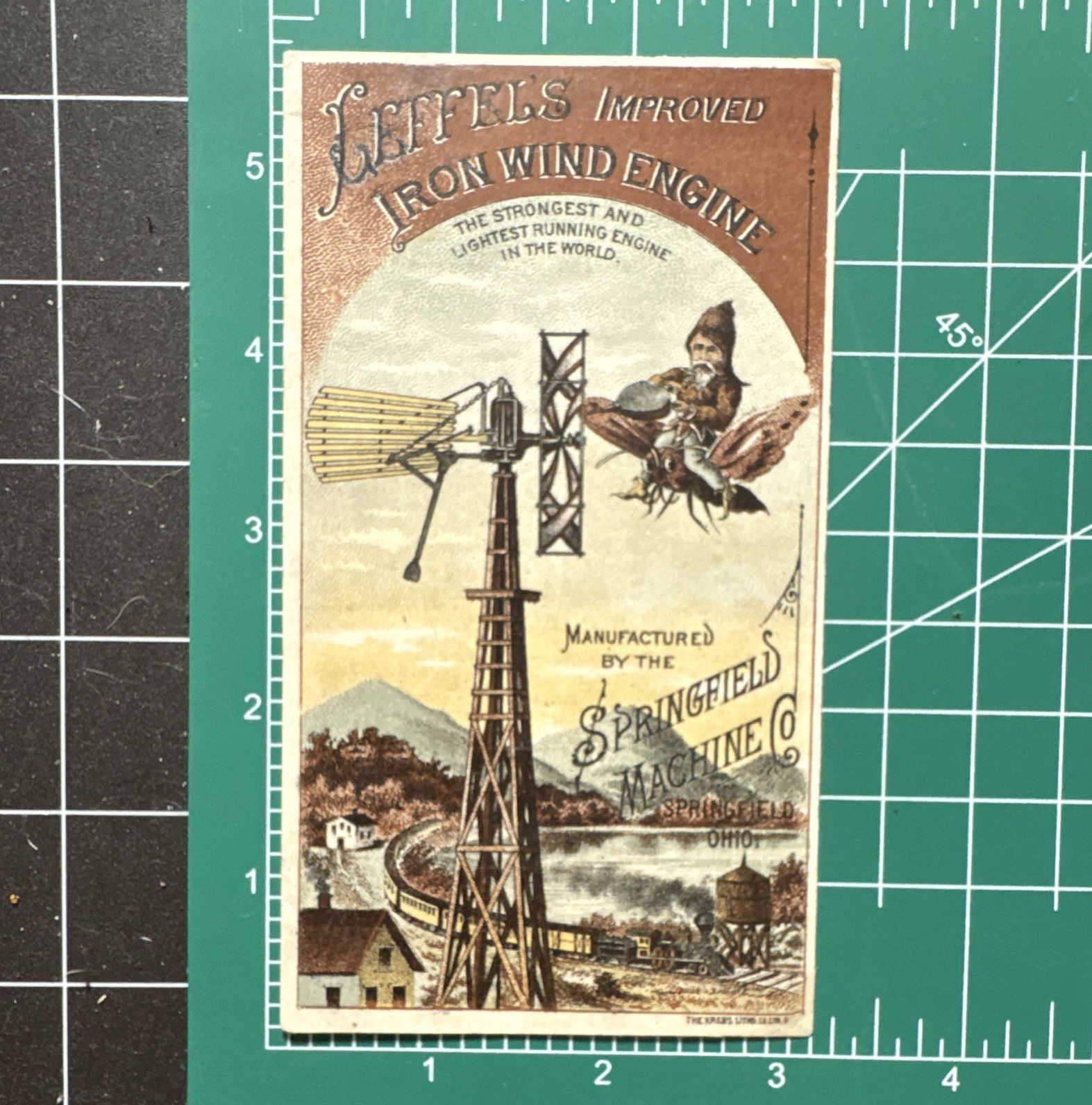The Springfield Machine Co. Agriculture Trade Card, Leffel&rsquo;s Wind Engine