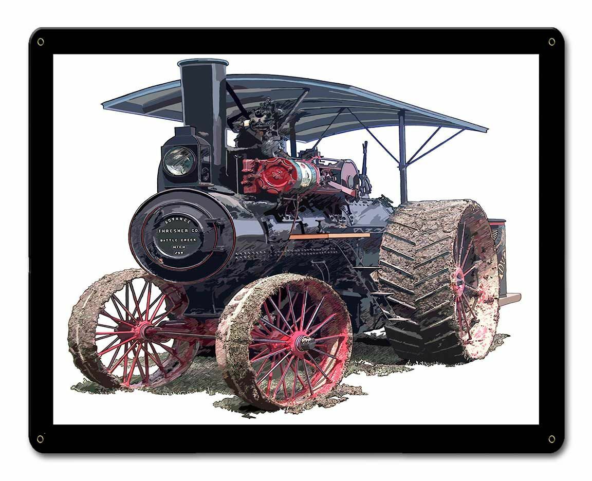 ADVANCE STEAM TRACTOR 15&Prime; HEAVY DUTY USA MADE METAL FARMING EQUIPMENT ADV SIGN
