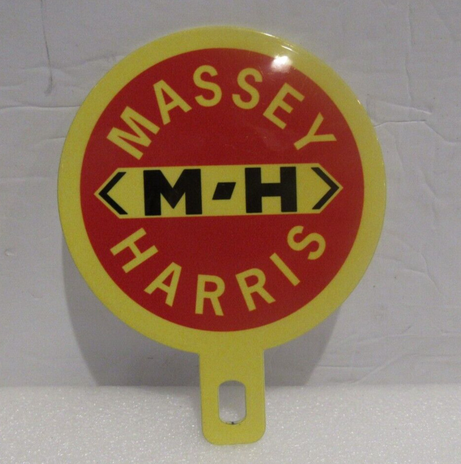 Vintage Massey Harris Agriculture Tractor license plate topper Metal Badge
