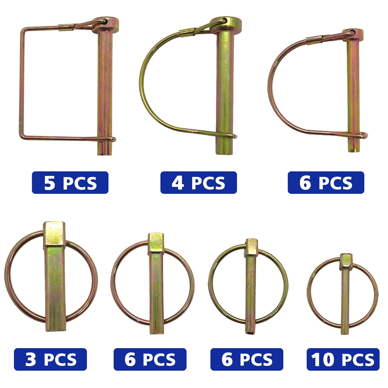 Hitch Pins Clip Pins 190Pcs, Linch and PTO Pins for Trailers Tractors Trucks Tow