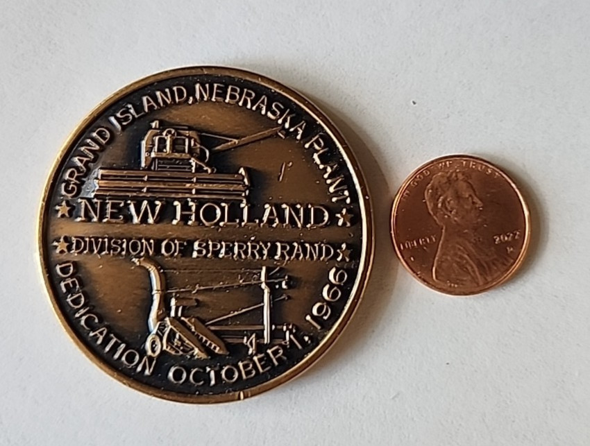 Coin New Holland Sperry Rand Commemorative Oct 1966 Grand Island Nebraska Plant