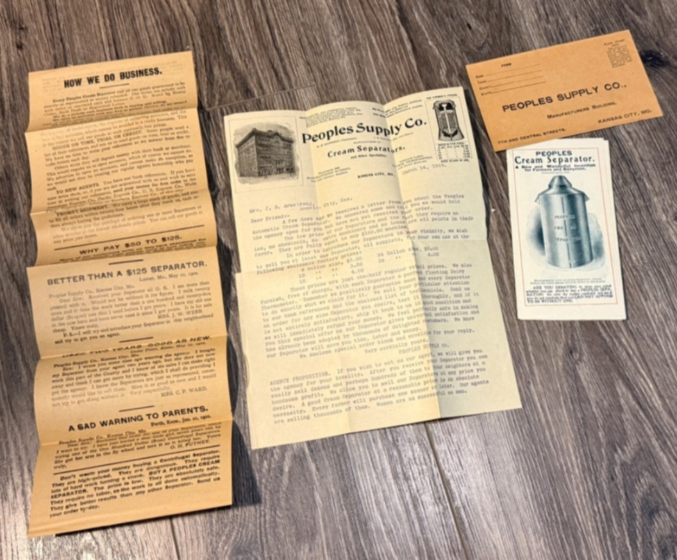 peoples supply cream separator brochure sales materials 1903 free shipping