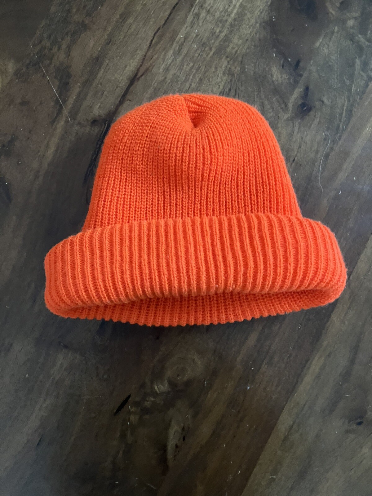 Vintage 80s Land O Lakes Cenex Acrylic Knit Blaze Orange Cap Hat