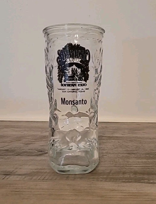 Vintage Libbey Cowboy Boot San Antonio Soybean Expo 1985 Monsanto Ad Glass