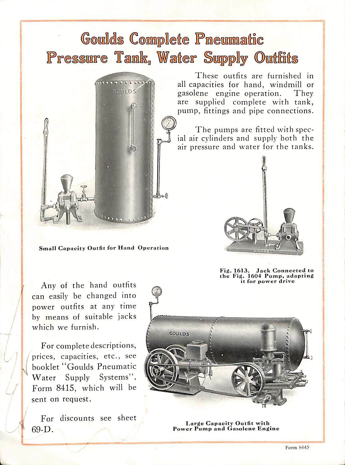 Goulds Pumps Spray Windmill Pneumatic Pressure Tank Advertising Seneca Falls NY