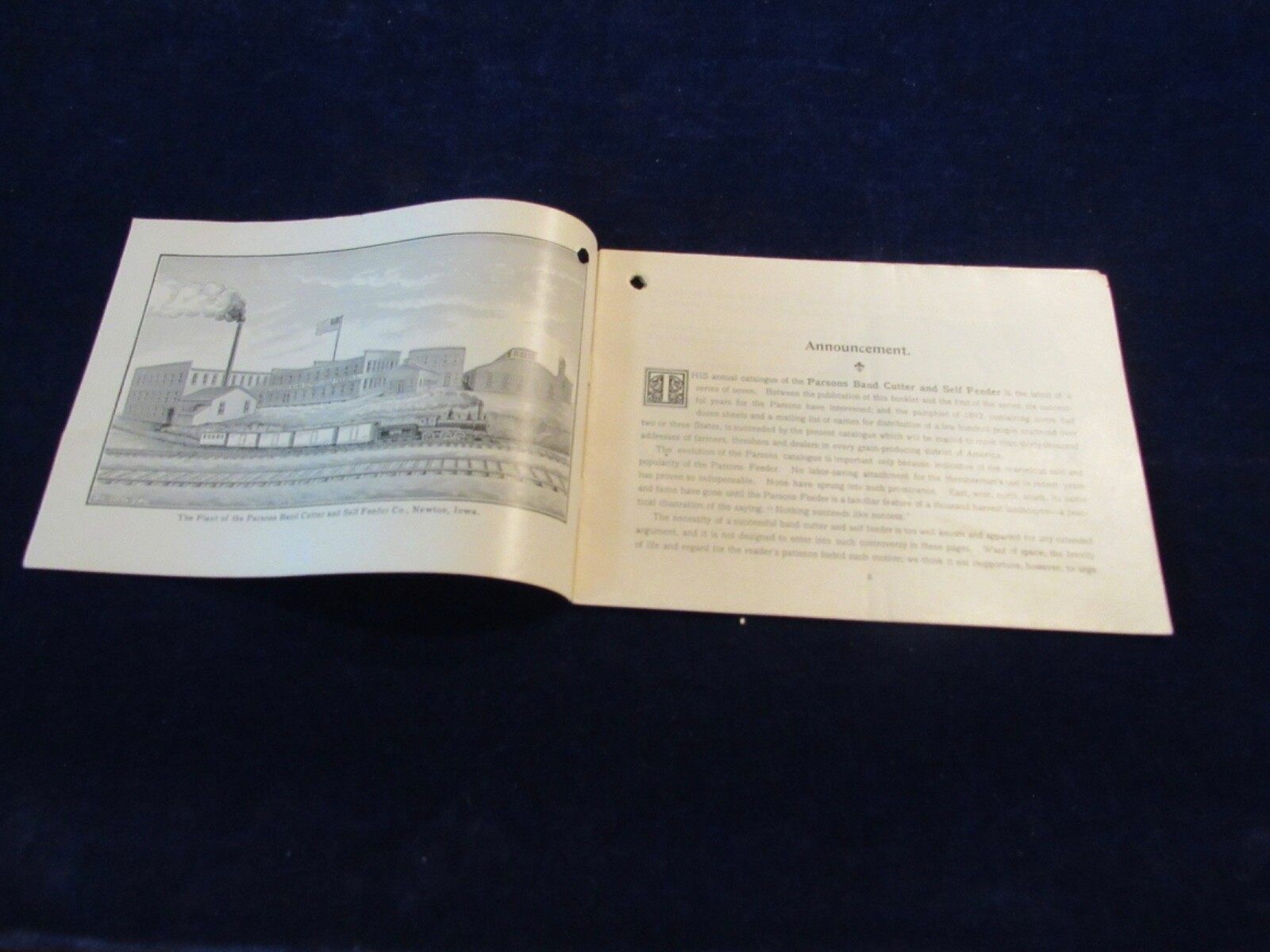 Vtg 1899 Parsons Band Grain Cutter & Self Feeder 32Pg Brochure Newton IA Q1121